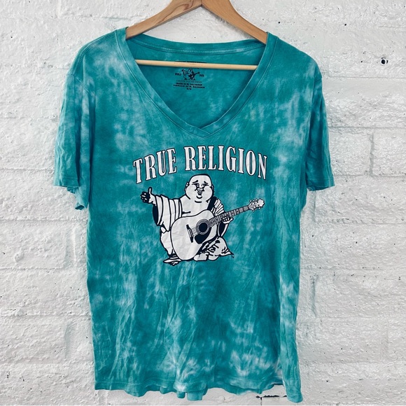 True Religion Womens M. Multicolor Tie Dye Graphic Print Short Sleeve T-Shirt - Picture 3 of 7